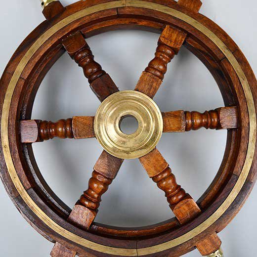 - classic ship wheel in wood and brass marine home decor 0778 Premium Wood and Brass Nautical Ship Wheel Decor