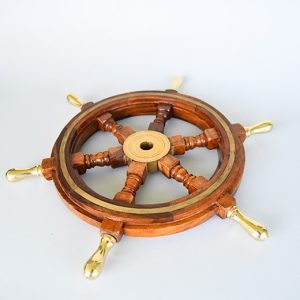 - classic ship wheel in wood and brass marine home decor 0779 Premium Wood and Brass Nautical Ship Wheel Decor