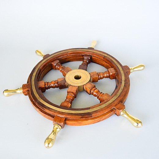 - classic ship wheel in wood and brass marine home decor 0779 Premium Wood and Brass Nautical Ship Wheel Decor