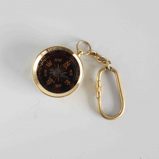- compass key chain key chain sl 00086 Vintage Nautical WISKA Brass Compass Key Chain