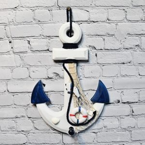 Nautical Anchor Wall Decor – Wooden Mediterranean Hanging