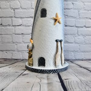 Nautical Lighthouse Ornament – Wooden Coastal Tabletop Decor