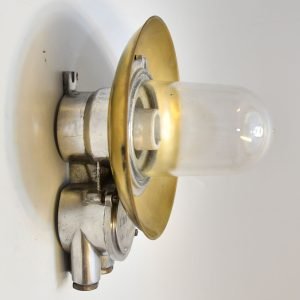 Vintage Aluminium Brass Cap Wall Light – Nautical Marine Sconce