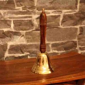 Solid Brass Captain Table Wooden Handle Ship Bell
