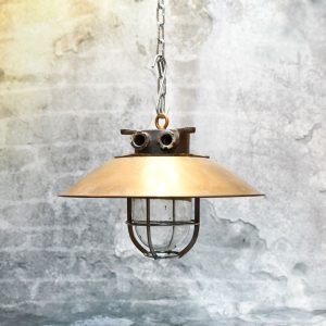 Vintage Brass Cap Iron Pendant Light – Nautical Cargo Ceiling Lamp