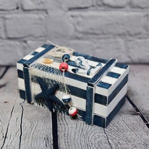 Handcrafted Nautical Themed Wooden Sailboat Storage Box