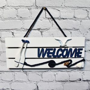 Nautical Welcome Wall Decor – Wooden Coastal Hanging Sign