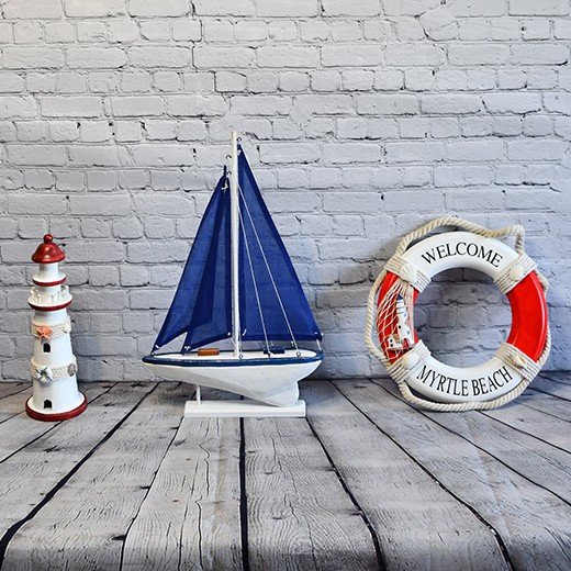 - mediterranean retro sailing wooden boats model 1466 Wooden Model Sailboat – Nautical Coastal Decor