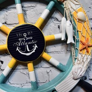 Handcrafted Wooden Welcome Aboard Nautical Ship Wheel Decor