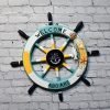 Handcrafted Wooden Welcome Aboard Nautical Ship Wheel Decor