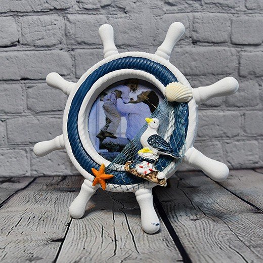 - new style ship wheel photo frame 227 Nautical Ship Wheel Photo Frame – Wooden 4-Inch Coastal Keepsake