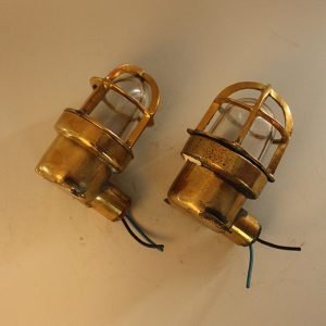 Pair of Nautical Antique Ship Passageway Lights in Brass