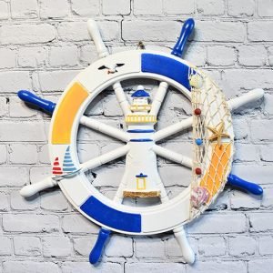 - real wooden lighthouse ships wheel 1588 Nautical Wooden Ship Wheel Wall Decor – Lighthouse Coastal Hanging