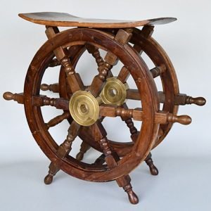 Retro Vintage Nautical Ship Wheel Table