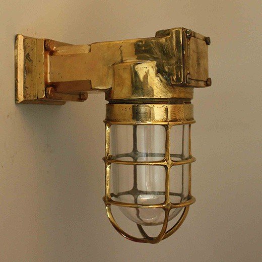 - salvaged brass right angled passageway light wall light sl 000128 Salvaged Brass Right Angled Passageway Wall light