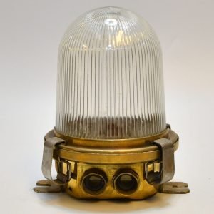 Vintage Brass Security Ceiling Light – Nautical Passageway Salvage