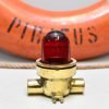 Vintage Brass Security Light Red Glass