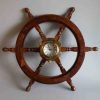 Nautical Ship Wheel Clock – Vintage Wooden Wall Decor