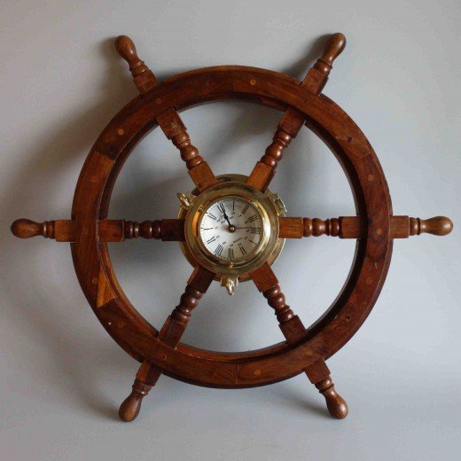 - ship wheel clock antique clock sl 00093 Nautical Ship Wheel Clock – Vintage Wooden Wall Decor