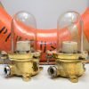 Pair of Vintage Brass Nautical Signal Lights – Clear Glass Maritime Salvage