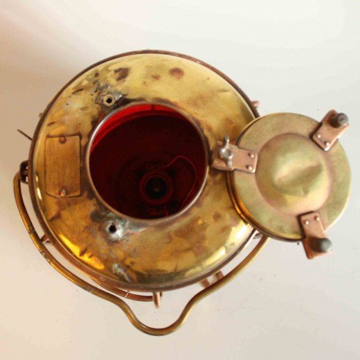 - small copper navigation light with red lens 5092 Vintage Copper Port Navigation Light – Red Lens Ship Lantern