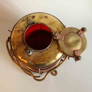 - small copper navigation light with red lens 5093 Vintage Copper Port Navigation Light – Red Lens Ship Lantern