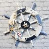 Wooden Nautical Ship Wheel Wall Decor – Coastal Timber Hanging