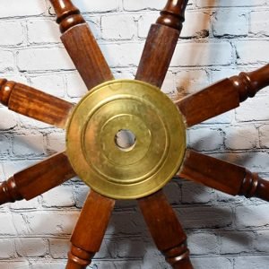 Vintage Brass Ship Wheel – Nautical Wood and Brass Decor
