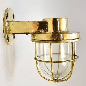 Vintage 90 Degree Brass Nautical Passageway Light – Authentic Ship Sconce