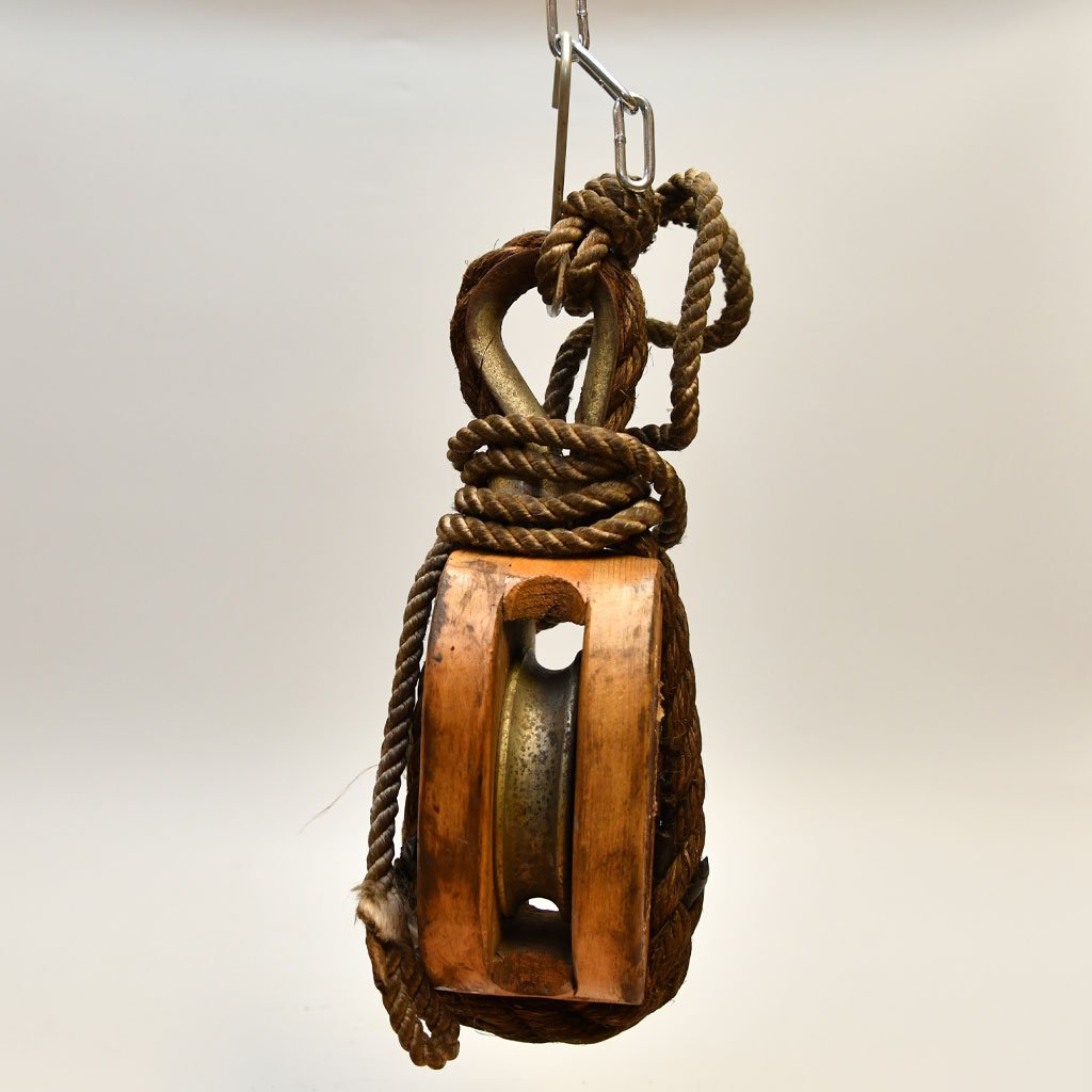 - wooden pully pb 360 Authentic Vintage Nautical Wooden Single Sheave Pulley with Rope