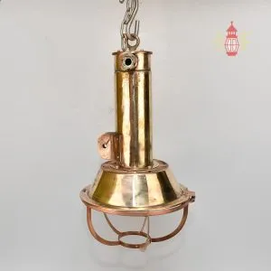 Authentic Polished Brass Cargo Spot Pendant Light – Vintage Nautical Hanging