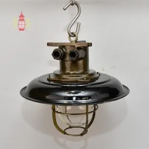 Authentic Vintage Iron Pendant Light – Large Nautical Hanging Salvage