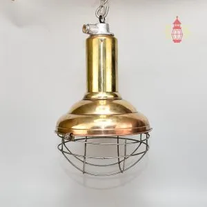 Authentic Vintage Brass Cargo Pendant Light – Large Nautical Hanging Salvage