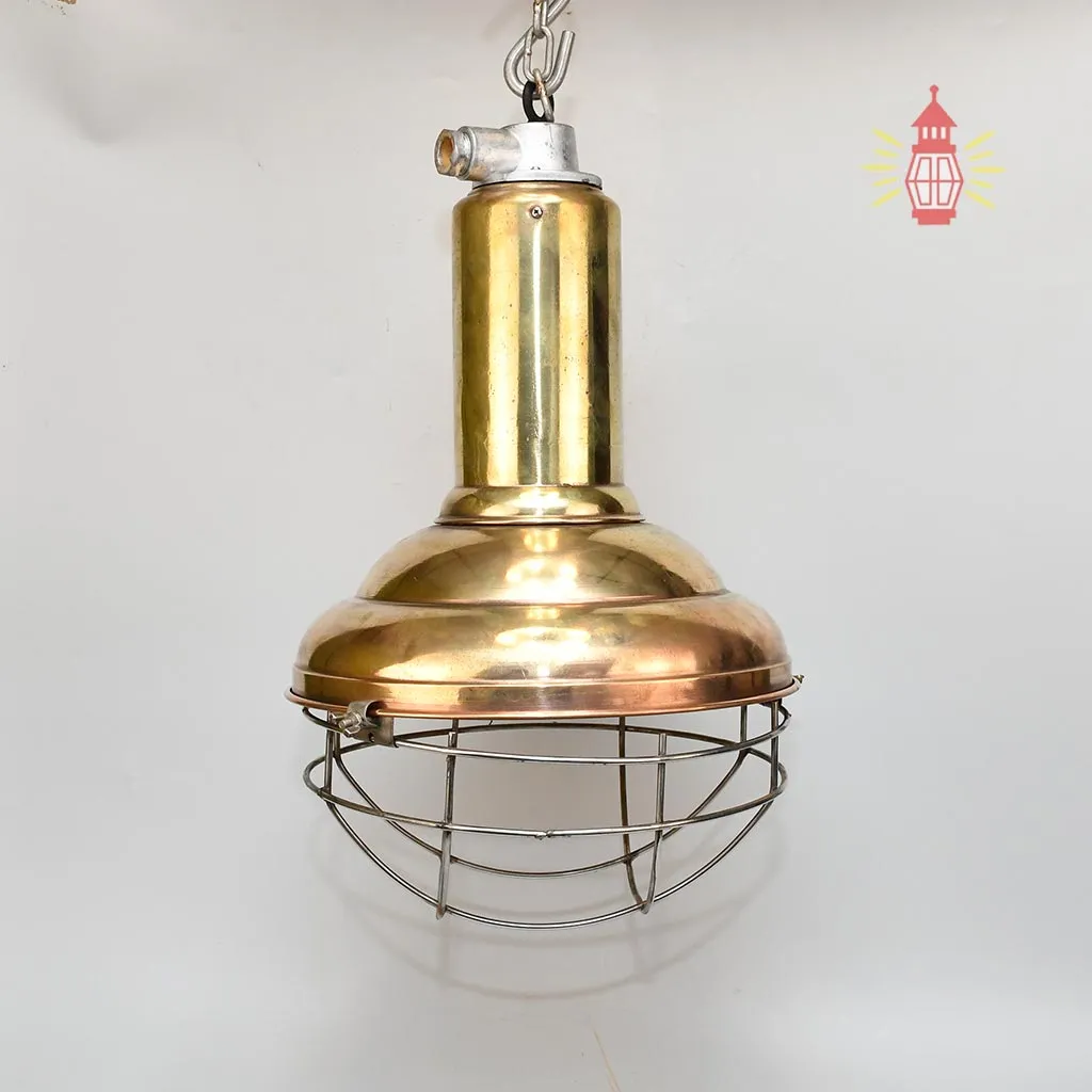 - SL 11022 Authentic Vintage Brass Cargo Pendant Light – Large Nautical Hanging Salvage