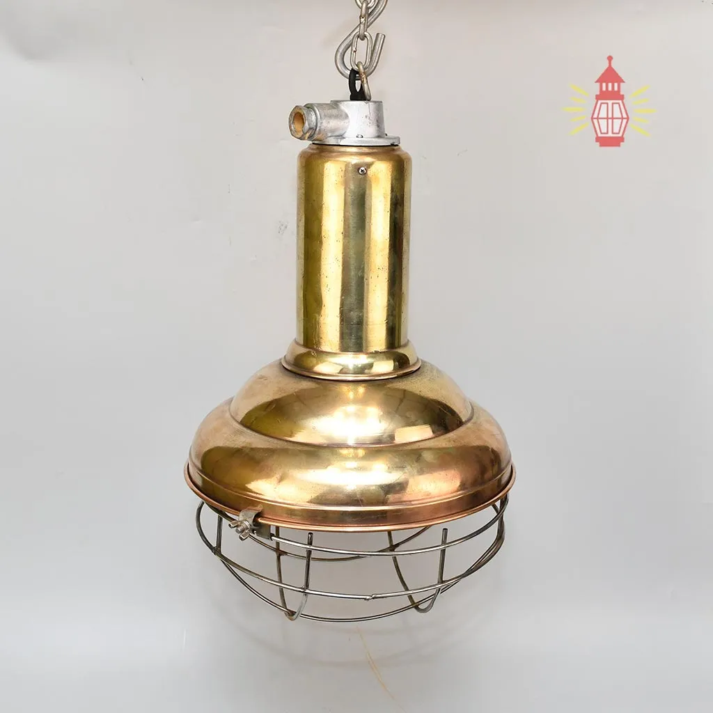 - SL 11022 1 Authentic Vintage Brass Cargo Pendant Light – Large Nautical Hanging Salvage