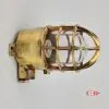 - DSC 8155 SL 10763 Vintage Heavy Brass Bulkhead Wall Light with Cage