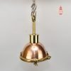 Nautical Copper Dome Pendant Light with Brass Rod