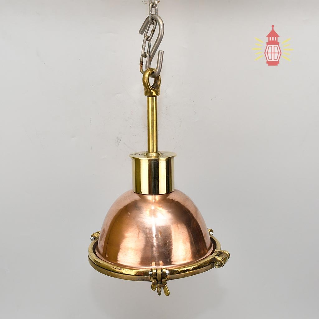- DSC 8218 SL 10760 Nautical Copper Dome Pendant Light with Brass Rod