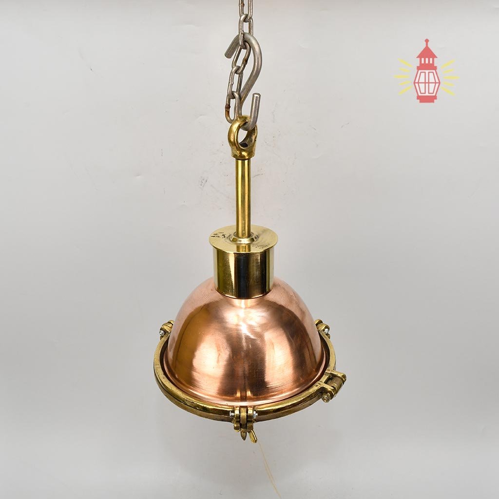 - DSC 8220 SL 10760 Nautical Copper Dome Pendant Light with Brass Rod