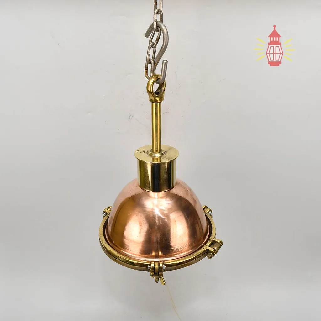 - DSC 8220 SL 10760 Nautical Copper Dome Pendant Light with Brass Rod