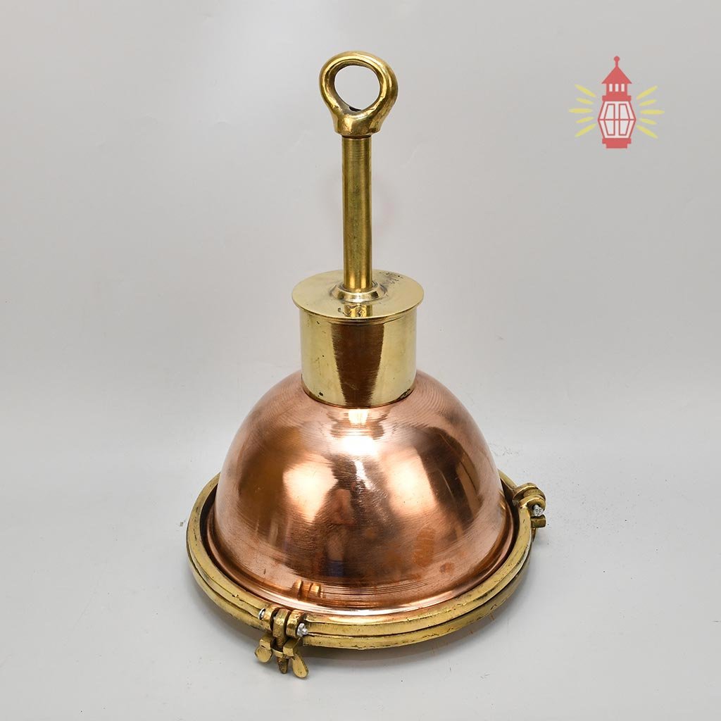 - DSC 8223 SL 10760 Nautical Copper Dome Pendant Light with Brass Rod