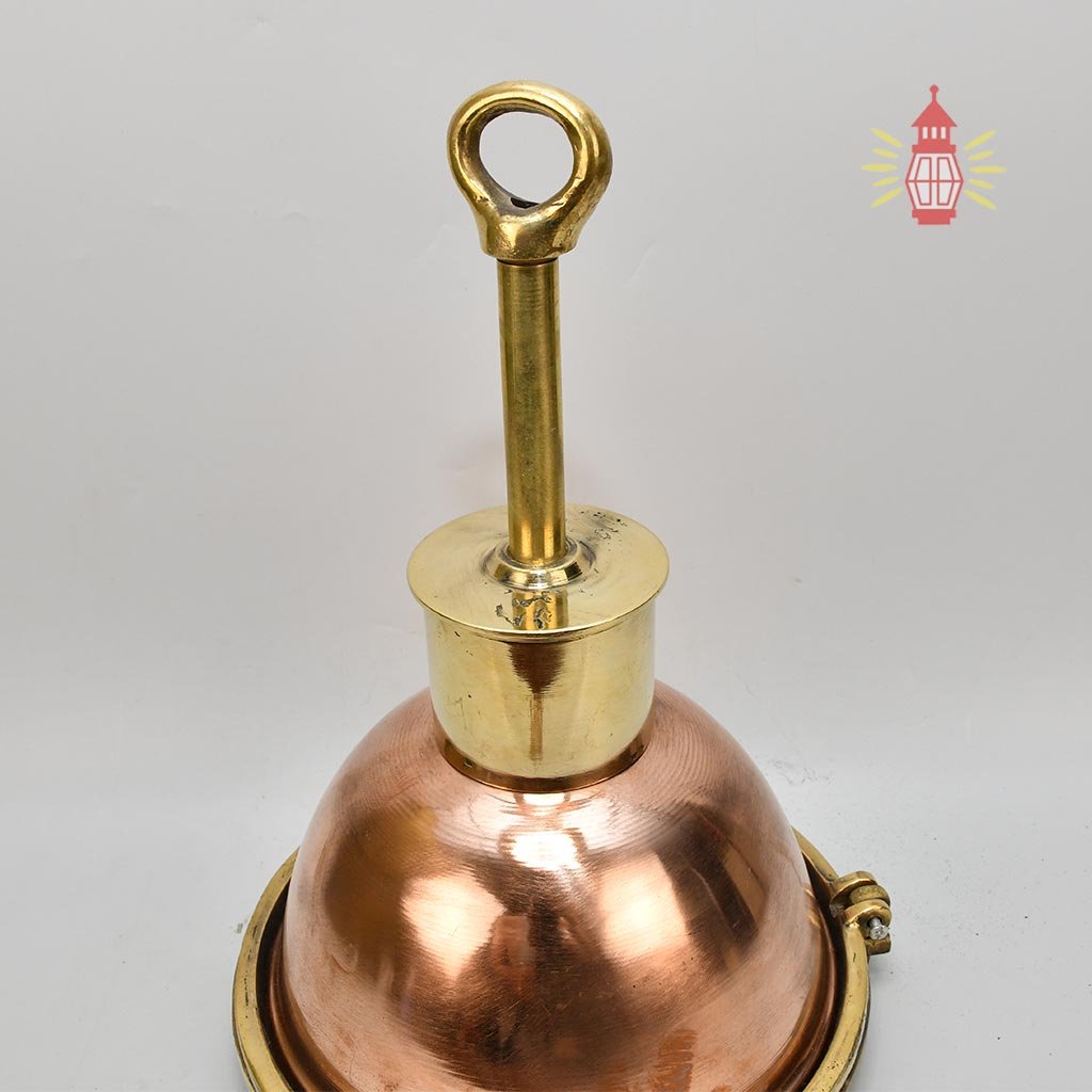 - DSC 8224 SL 10760 Nautical Copper Dome Pendant Light with Brass Rod