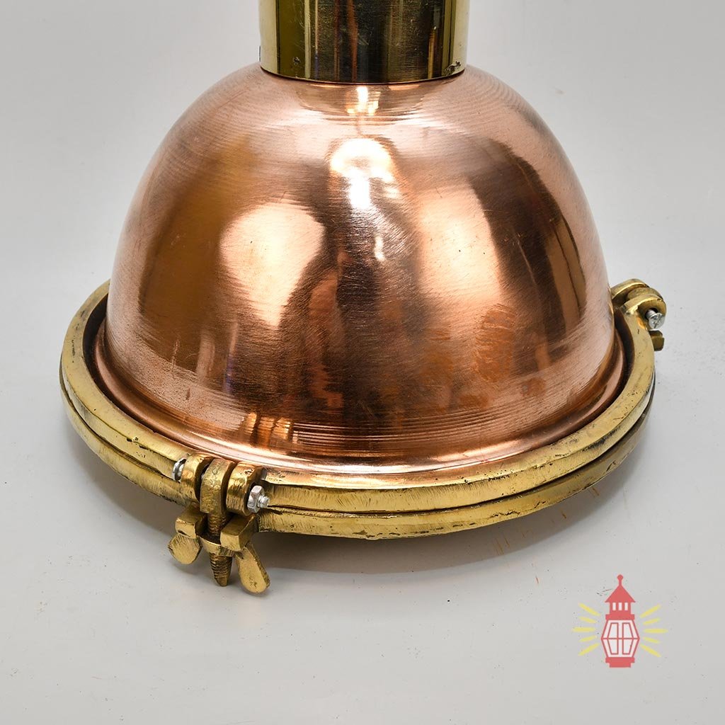 - DSC 8225 SL 10760 Nautical Copper Dome Pendant Light with Brass Rod