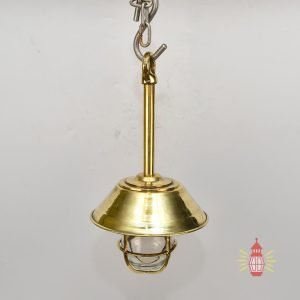 Hanging Vintage Brass Cargo Pendant Light with Brass Cap