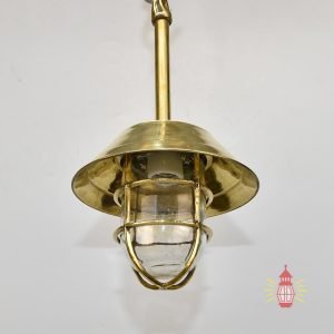 Hanging Vintage Brass Cargo Pendant Light with Brass Cap