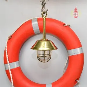 Hanging Vintage Brass Cargo Pendant Light with Brass Cap