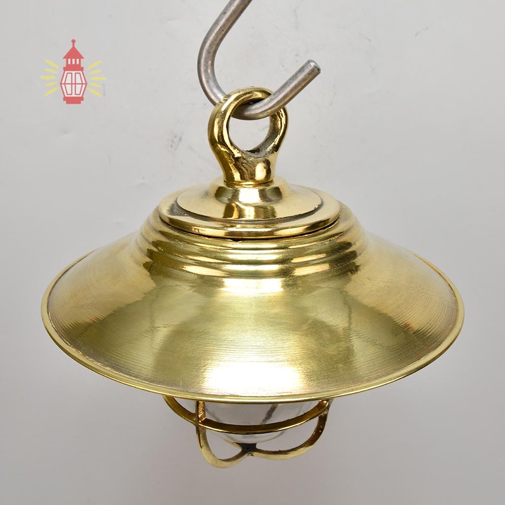 - DSC 8250 SL 10746 Vintage Brass Hanging Ship Lamp with Round Shade