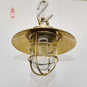 - DSC 8252 SL 10746 Vintage Brass Hanging Ship Lamp with Round Shade