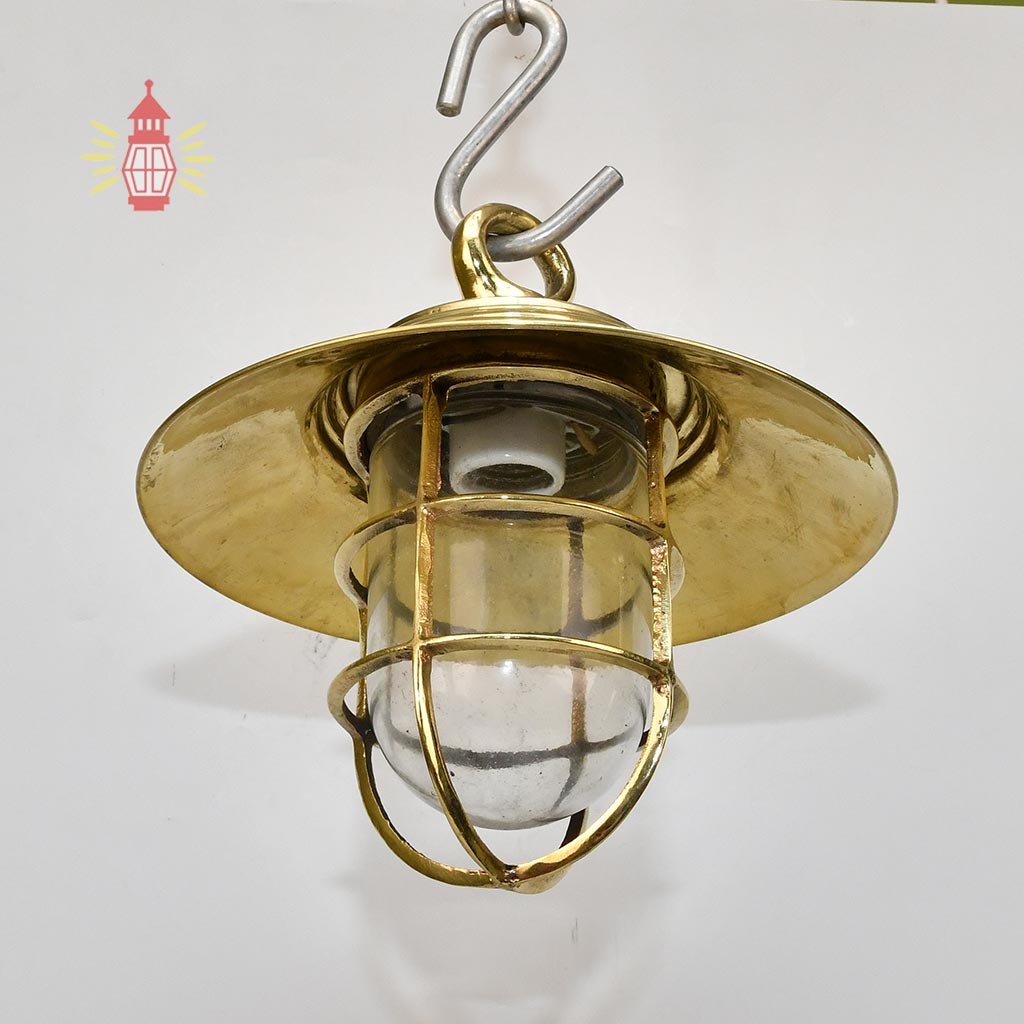 - DSC 8252 SL 10746 Vintage Brass Hanging Ship Lamp with Round Shade