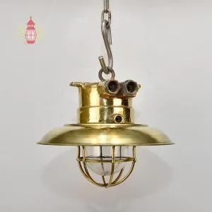 - DSC 8263 SL 10747 Antique Wiska Brass Nautical Ceiling Lamp with Shade